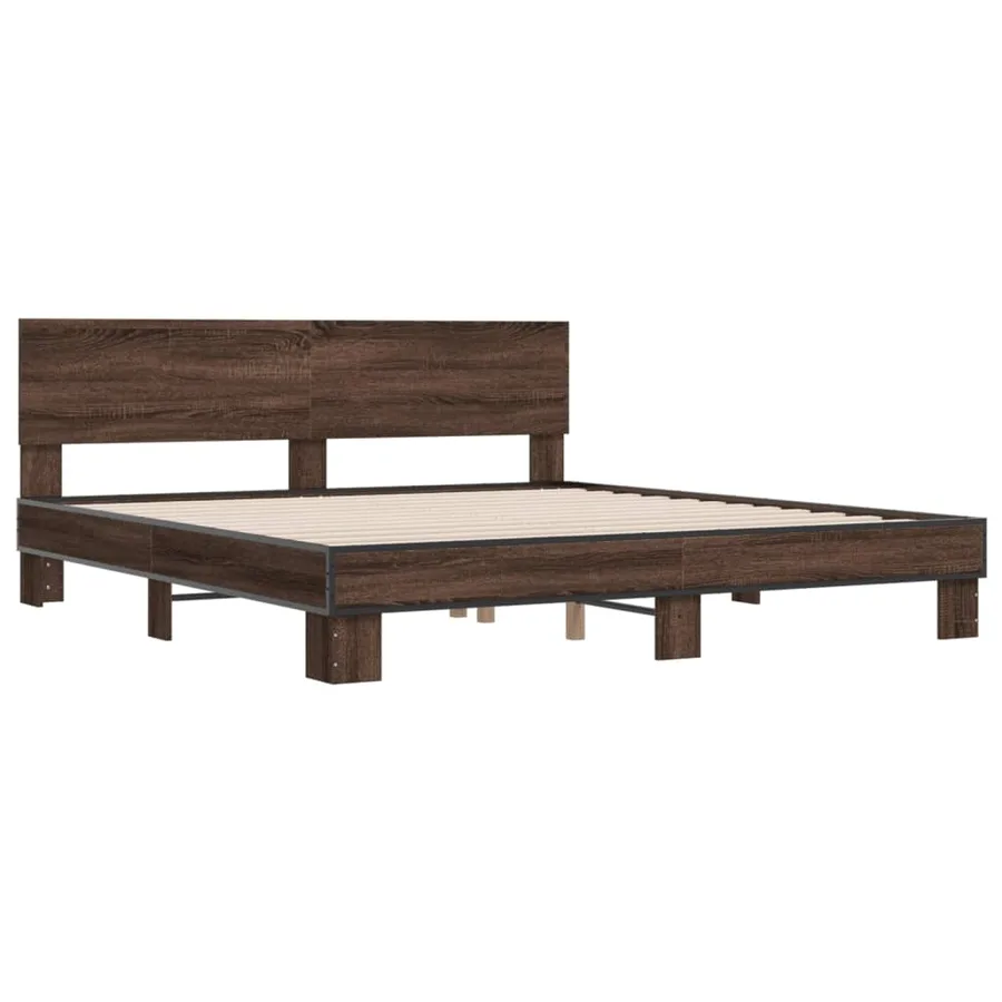 Cadre de lit sans matelas chêne marron 200x200 cm - 3