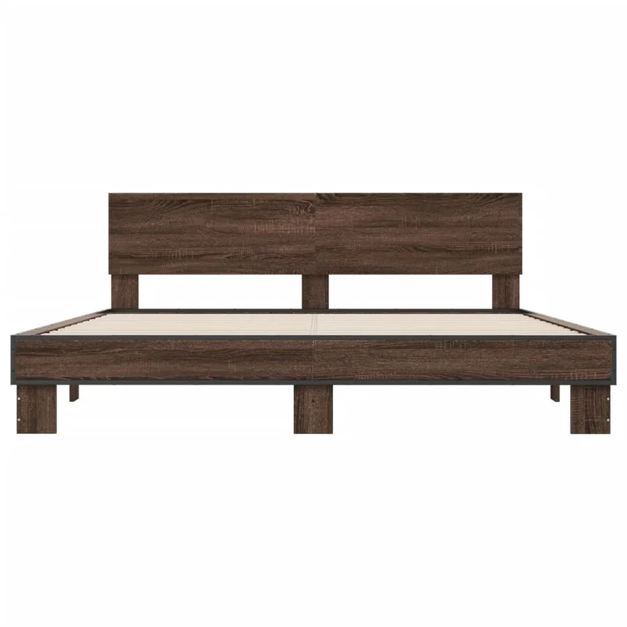 Cadre de lit sans matelas chêne marron 200x200 cm - 4