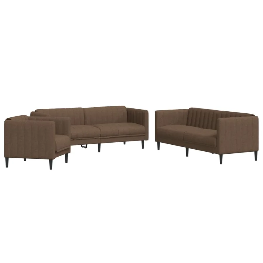 Ensemble de canapés 3 pcs marron tissu - 2