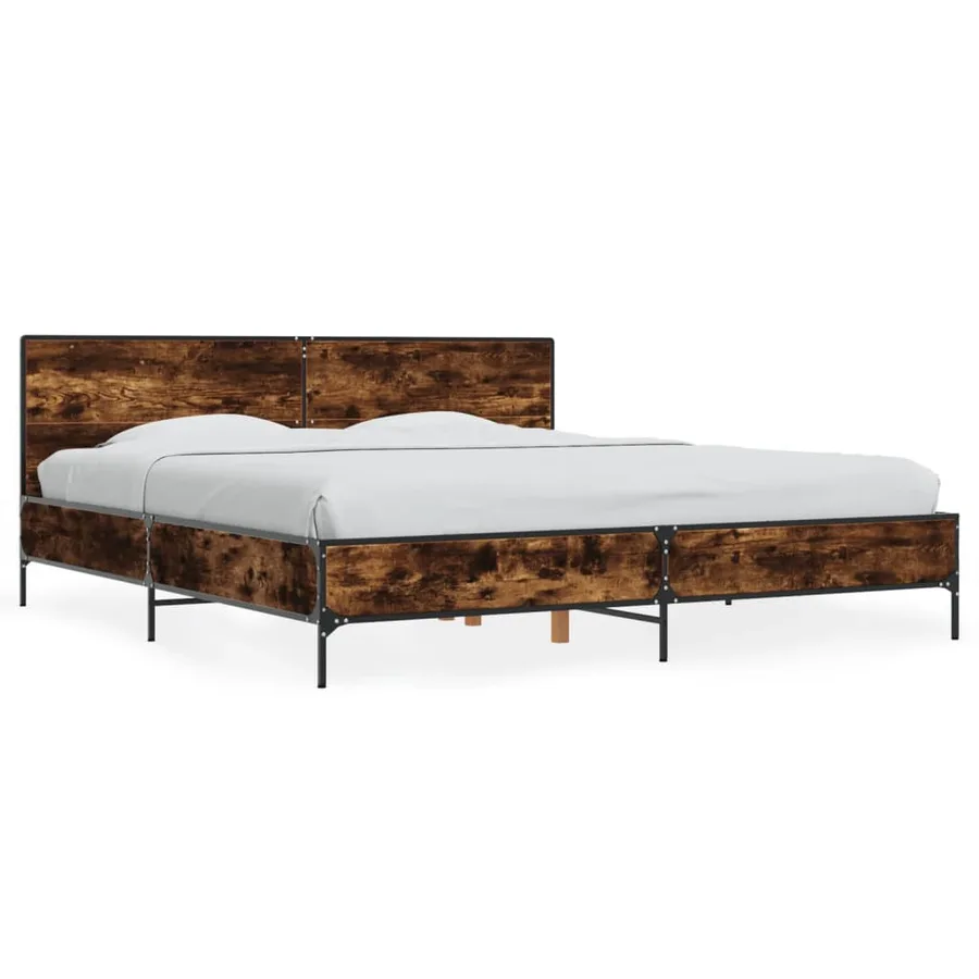 Cadre de lit sans matelas chêne fumé 200x200 cm - 2