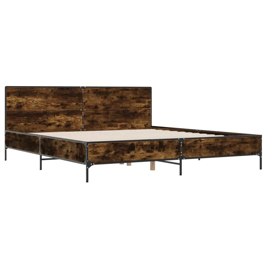Cadre de lit sans matelas chêne fumé 200x200 cm - 3