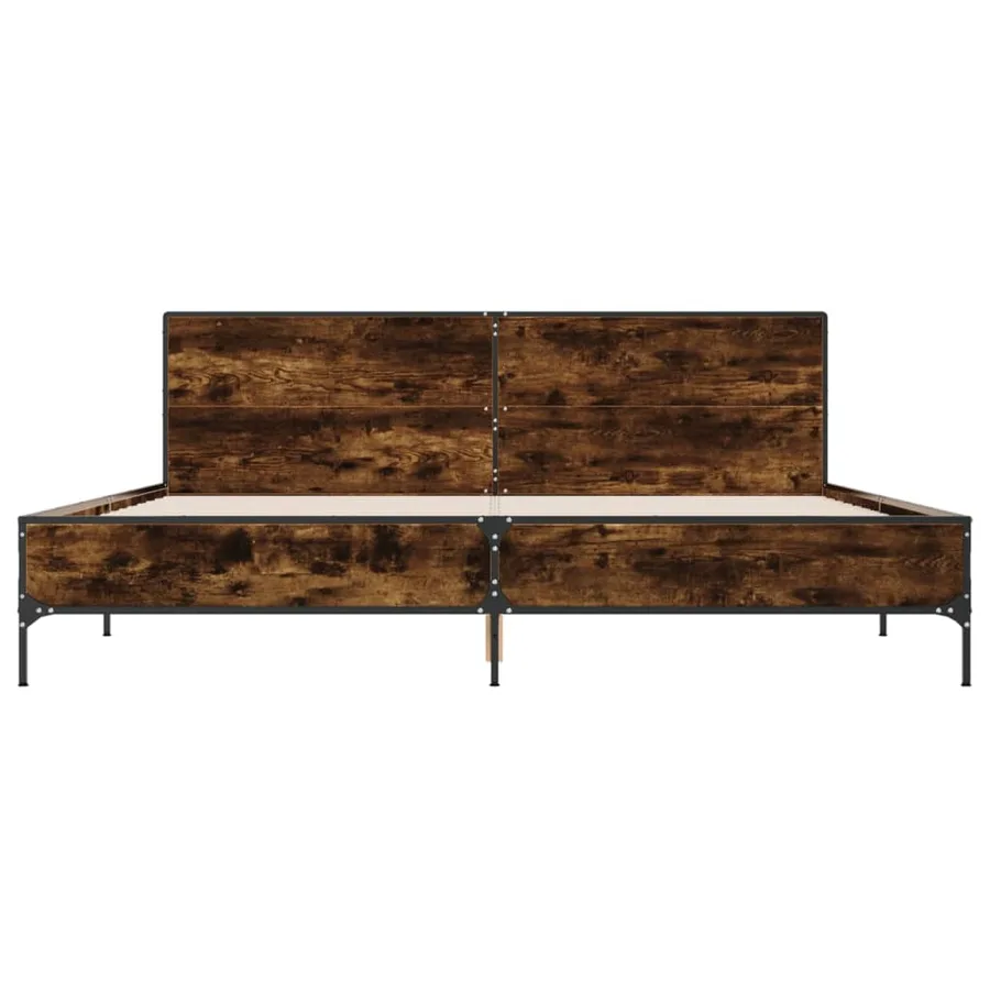 Cadre de lit sans matelas chêne fumé 200x200 cm - 4