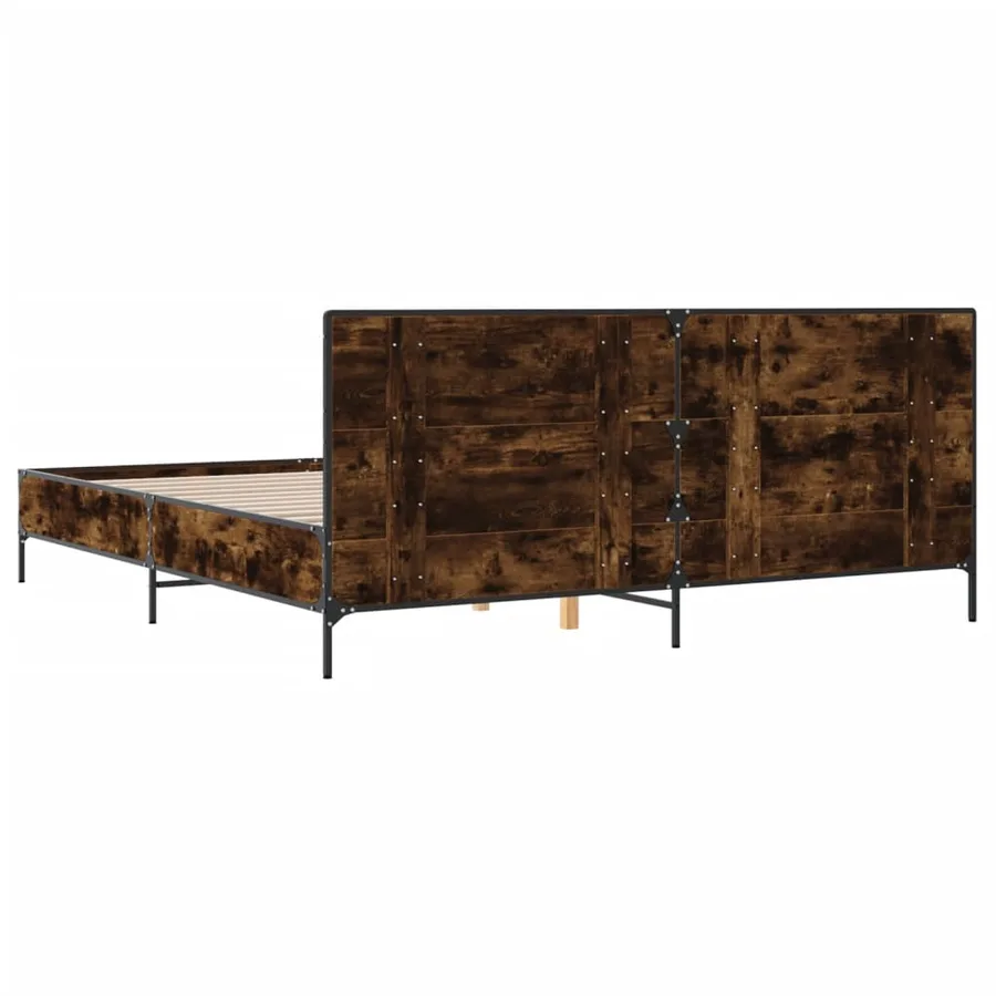 Cadre de lit sans matelas chêne fumé 200x200 cm - 6