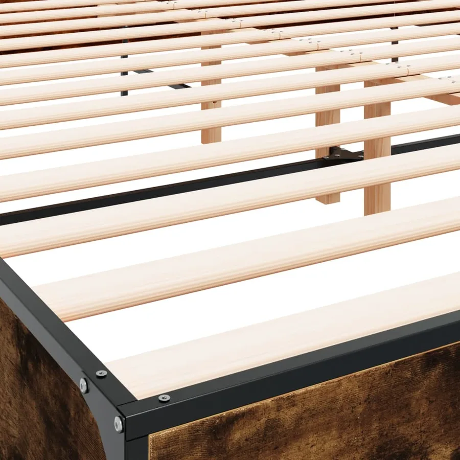 Cadre de lit sans matelas chêne fumé 200x200 cm - 7