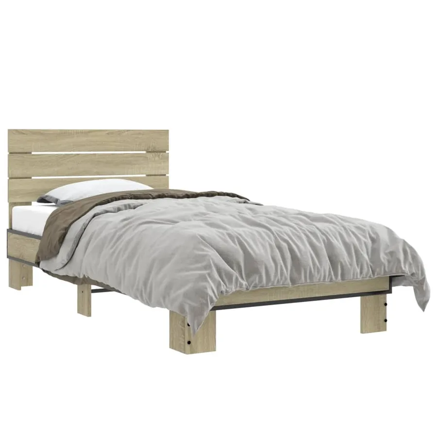 Cadre de lit sans matelas chêne sonoma 90x190 cm - 2