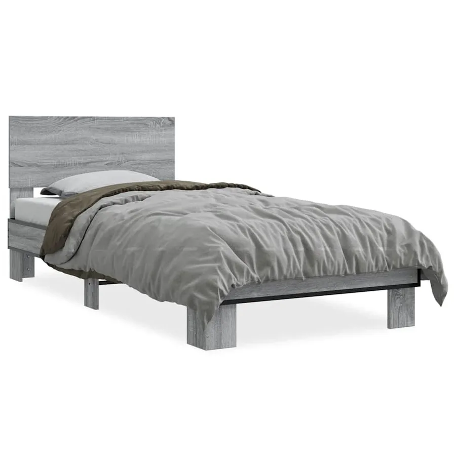 Cadre de lit sans matelas sonoma gris 75x190 cm - 2