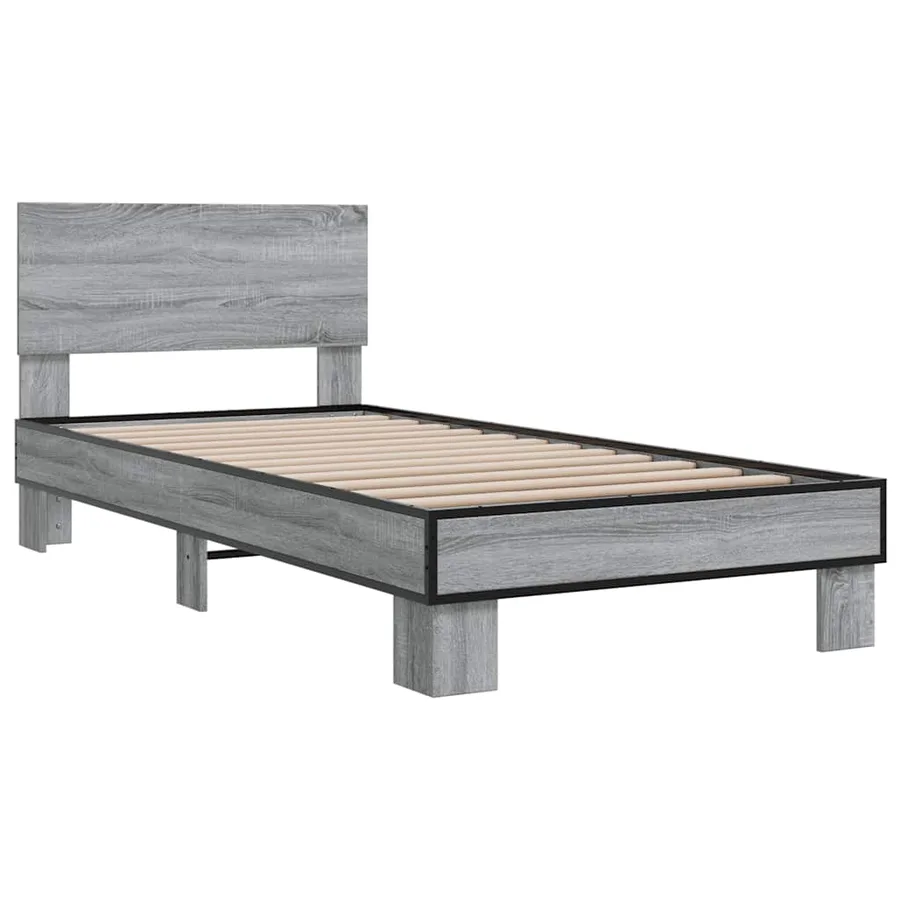 Cadre de lit sans matelas sonoma gris 75x190 cm - 3