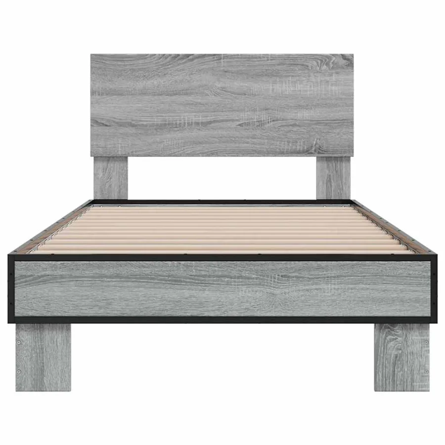 Cadre de lit sans matelas sonoma gris 75x190 cm - 4