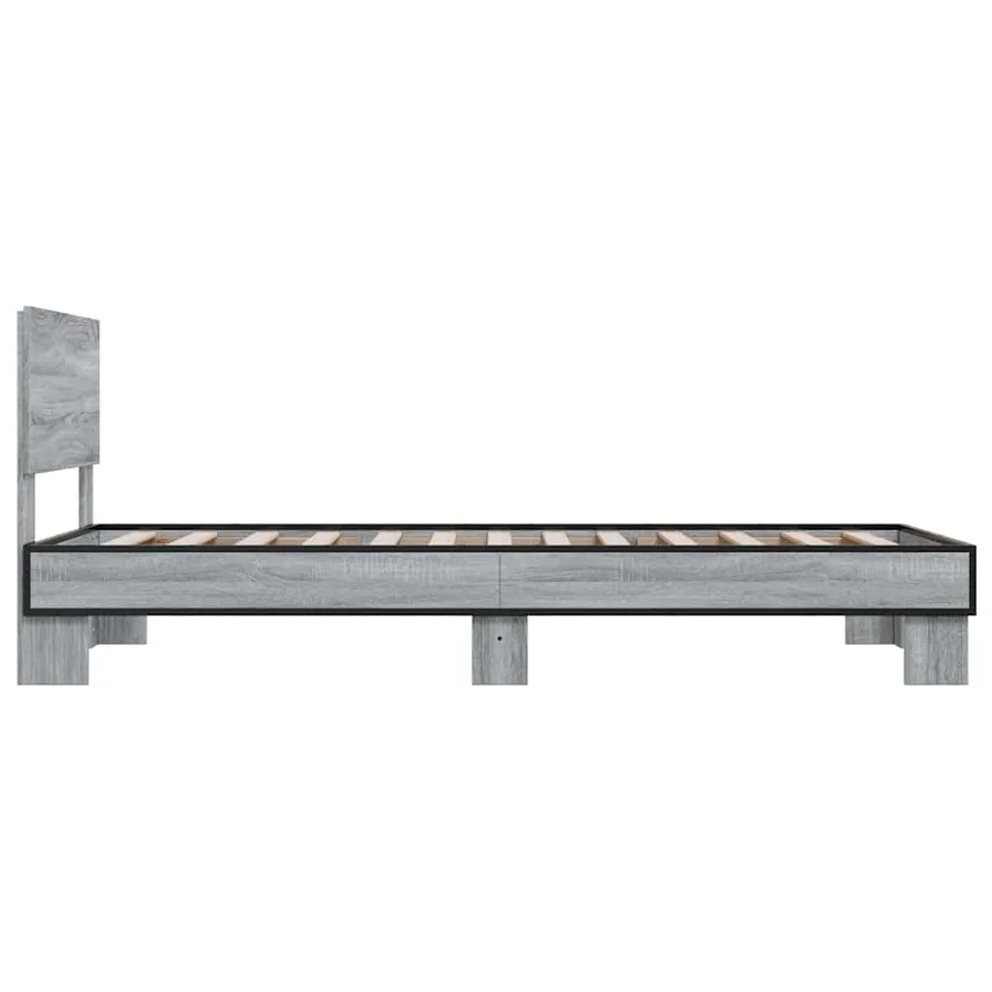 Cadre de lit sans matelas sonoma gris 75x190 cm - 5
