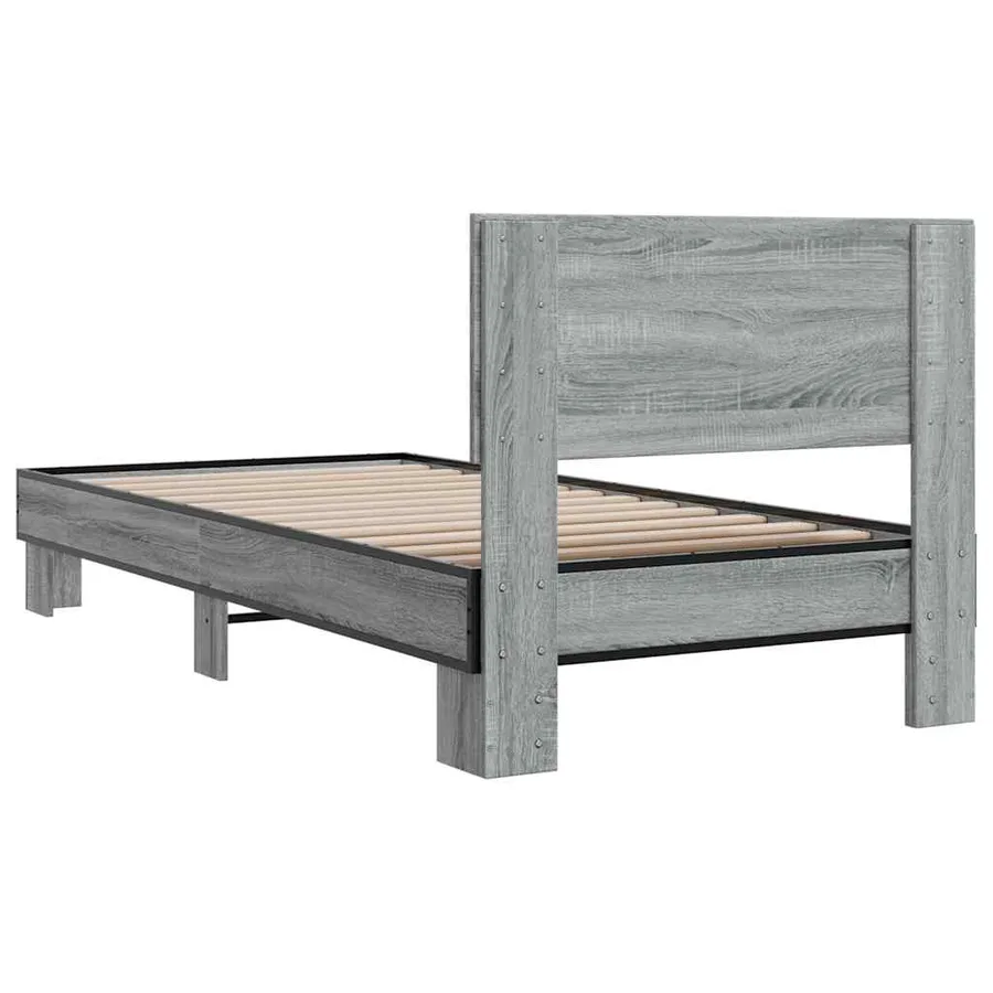 Cadre de lit sans matelas sonoma gris 75x190 cm - 6