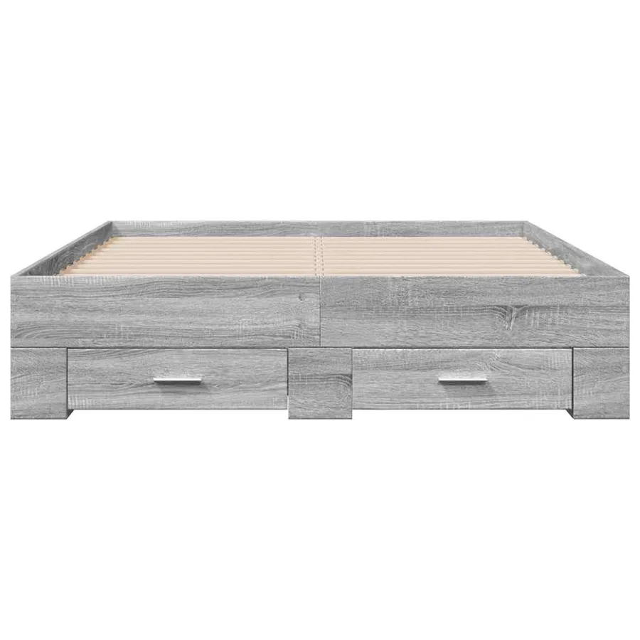 Cadre de lit avec tiroirs sans matelas sonoma gris 135x190 cm - 4