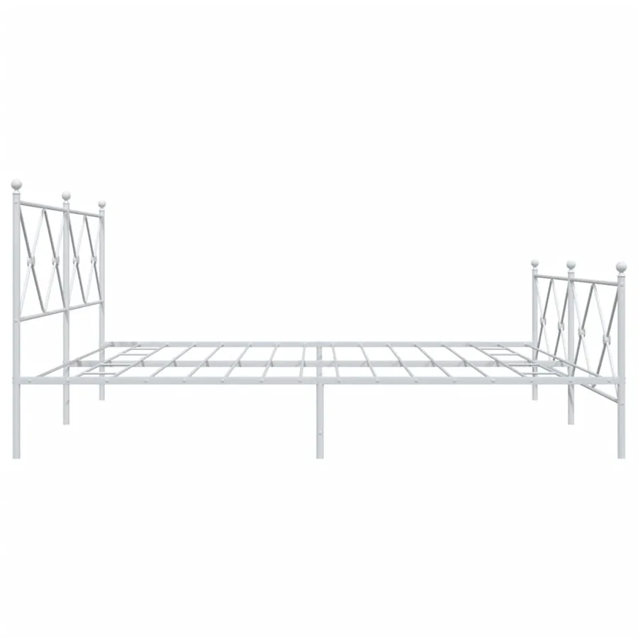 Cadre de lit métal sans matelas et pied de lit blanc 193x203 cm - 5