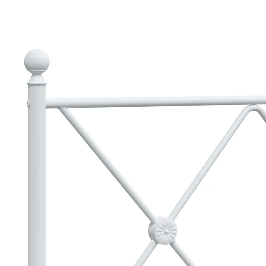 Cadre de lit métal sans matelas et pied de lit blanc 193x203 cm - 7