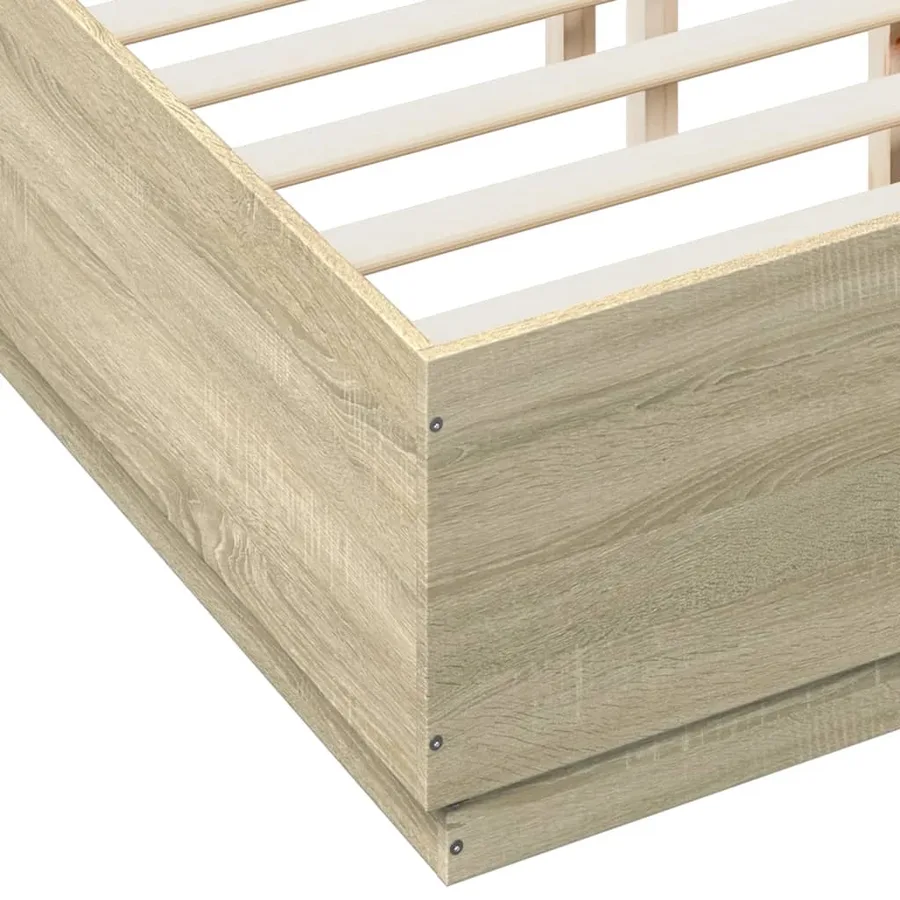 Cadre de lit sans matelas chêne sonoma 135x190 cm - 7