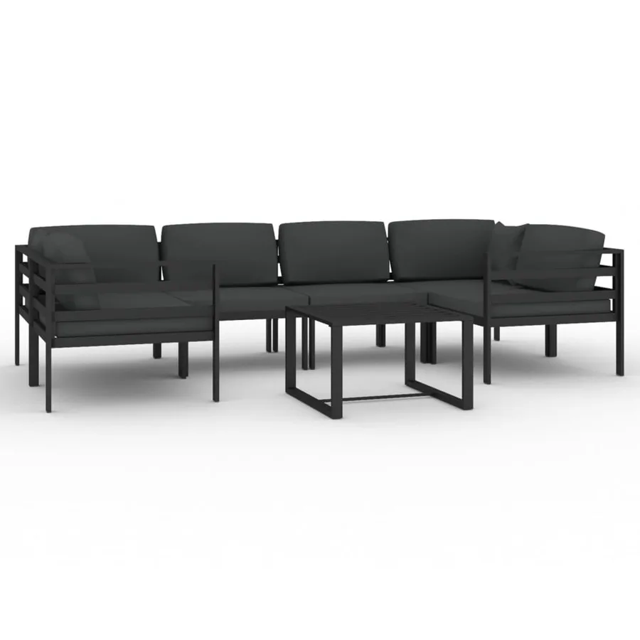 Salon de jardin 7 pcs avec coussins Aluminium Anthracite - 2