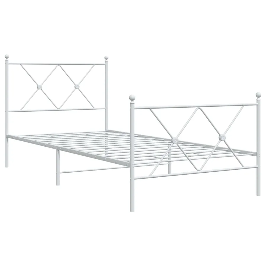 Cadre de lit métal sans matelas avec pied de lit blanc 90x190cm - 3