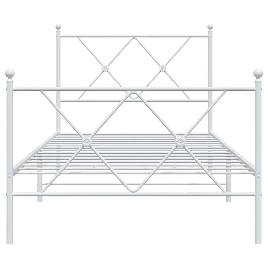 Cadre de lit métal sans matelas avec pied de lit blanc 90x190cm - 4