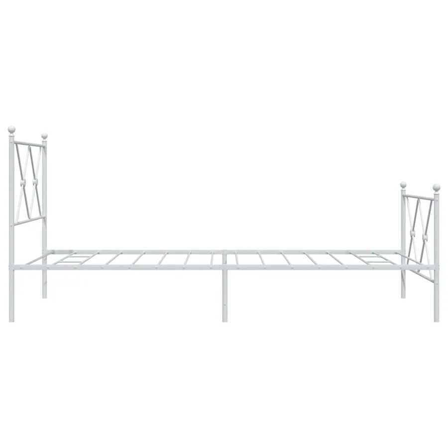 Cadre de lit métal sans matelas avec pied de lit blanc 90x190cm - 5