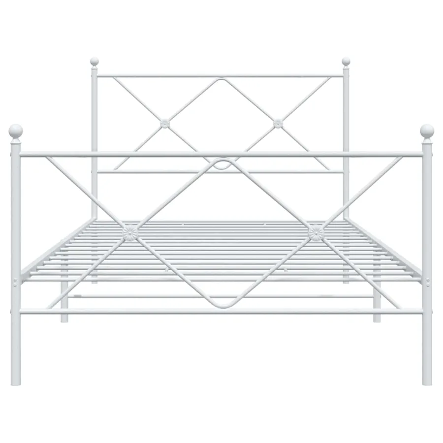 Cadre de lit métal sans matelas et pied de lit blanc 100x190 cm - 4