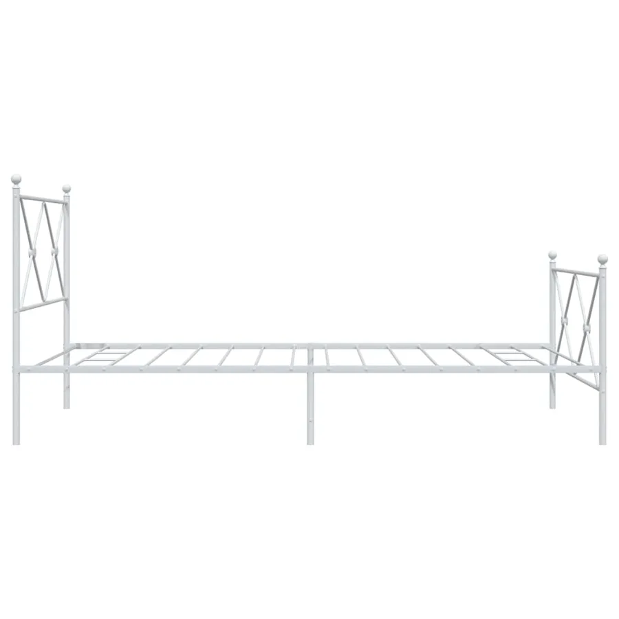 Cadre de lit métal sans matelas et pied de lit blanc 100x190 cm - 5