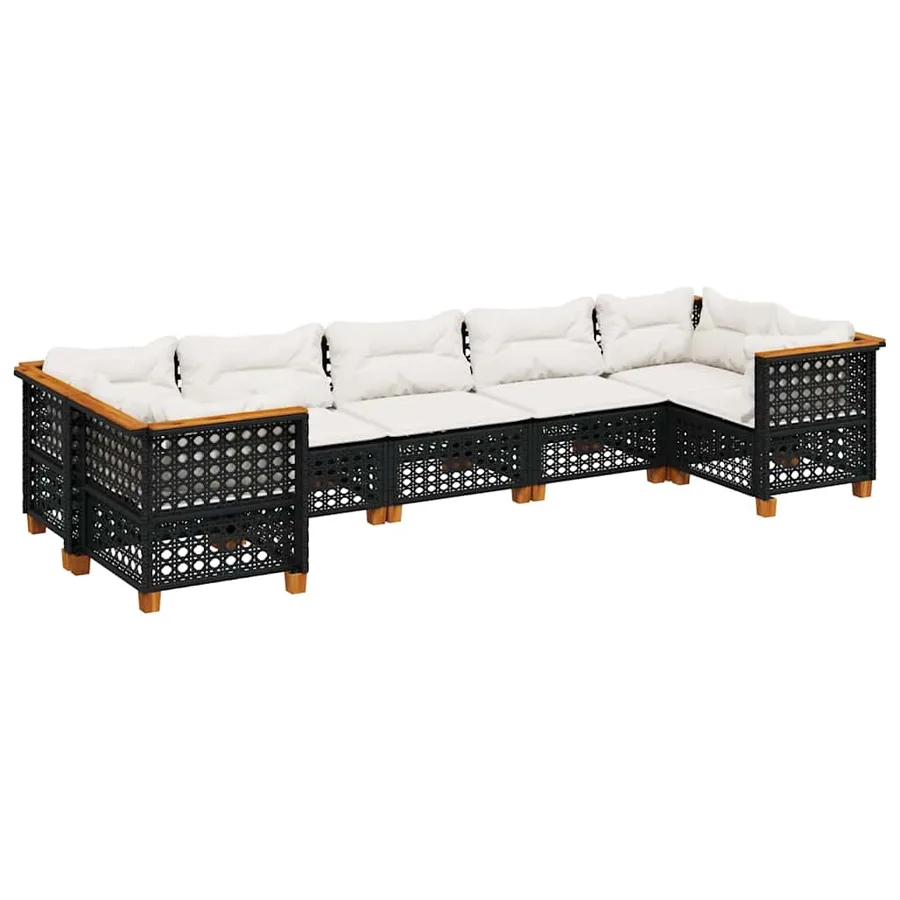 Salon de jardin 7 pcs avec coussins noir résine tressée 63,5 x 63,5 x 62 cm - 66,2 kg - 2