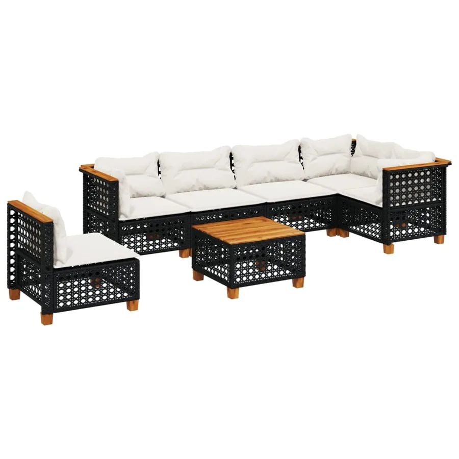Salon de jardin 7 pcs avec coussins noir résine tressée 63,5 x 63,5 x 62 cm - 62,8 kg - 2