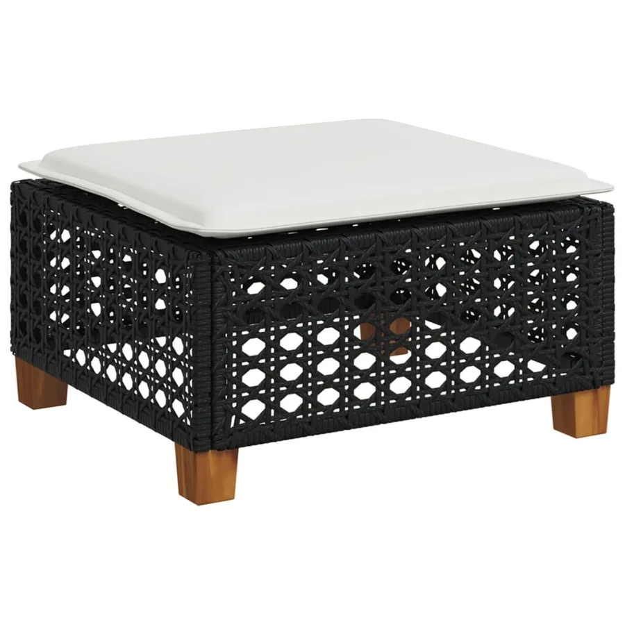 Salon de jardin 6 pcs avec coussins noir résine tressée - 5