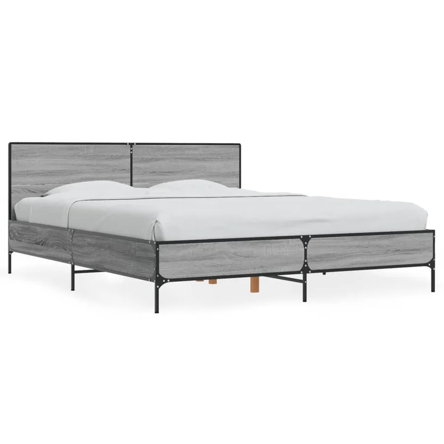 Cadre de lit sans matelas sonoma gris 160x200 cm - 2