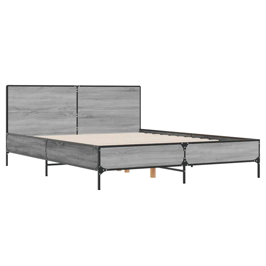 Cadre de lit sans matelas sonoma gris 160x200 cm - 3