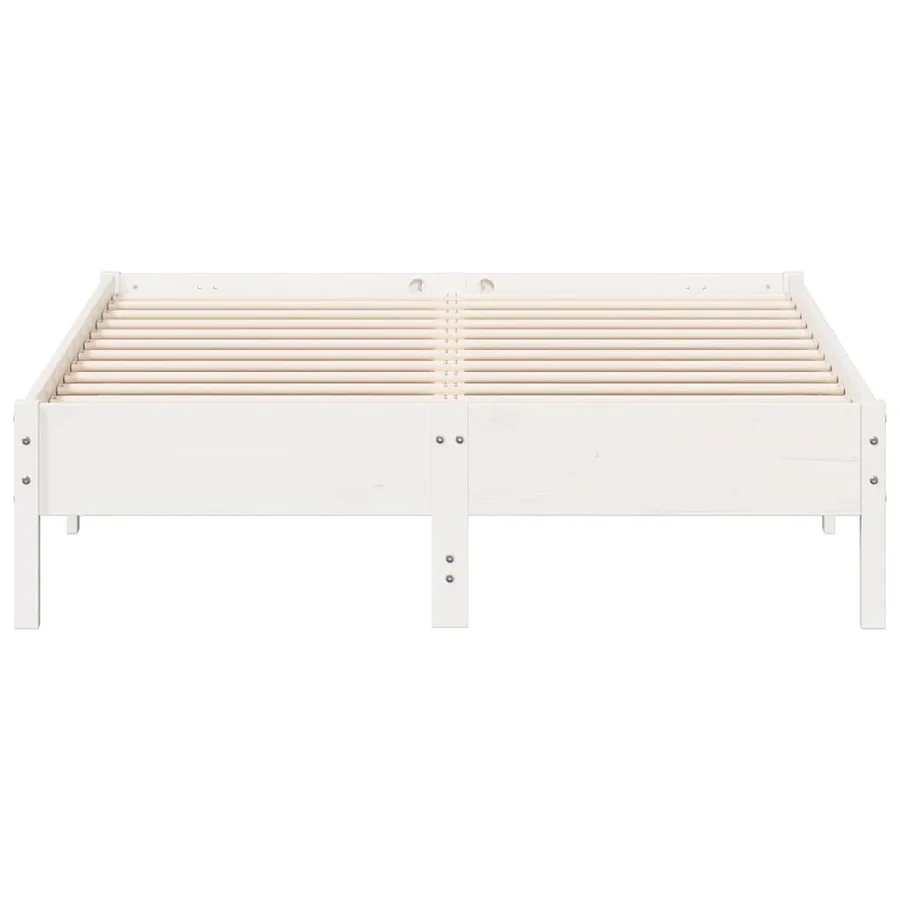 Cadre de lit sans matelas blanc 140x190 cm bois de pin massif - 4