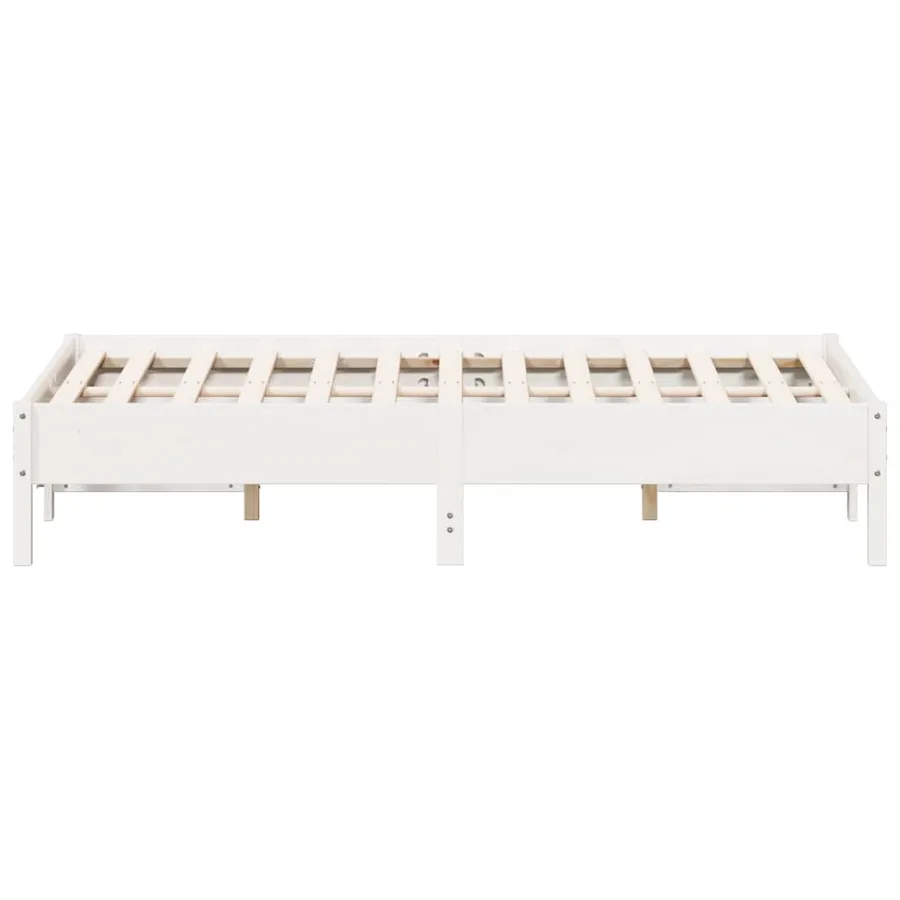 Cadre de lit sans matelas blanc 140x190 cm bois de pin massif - 5