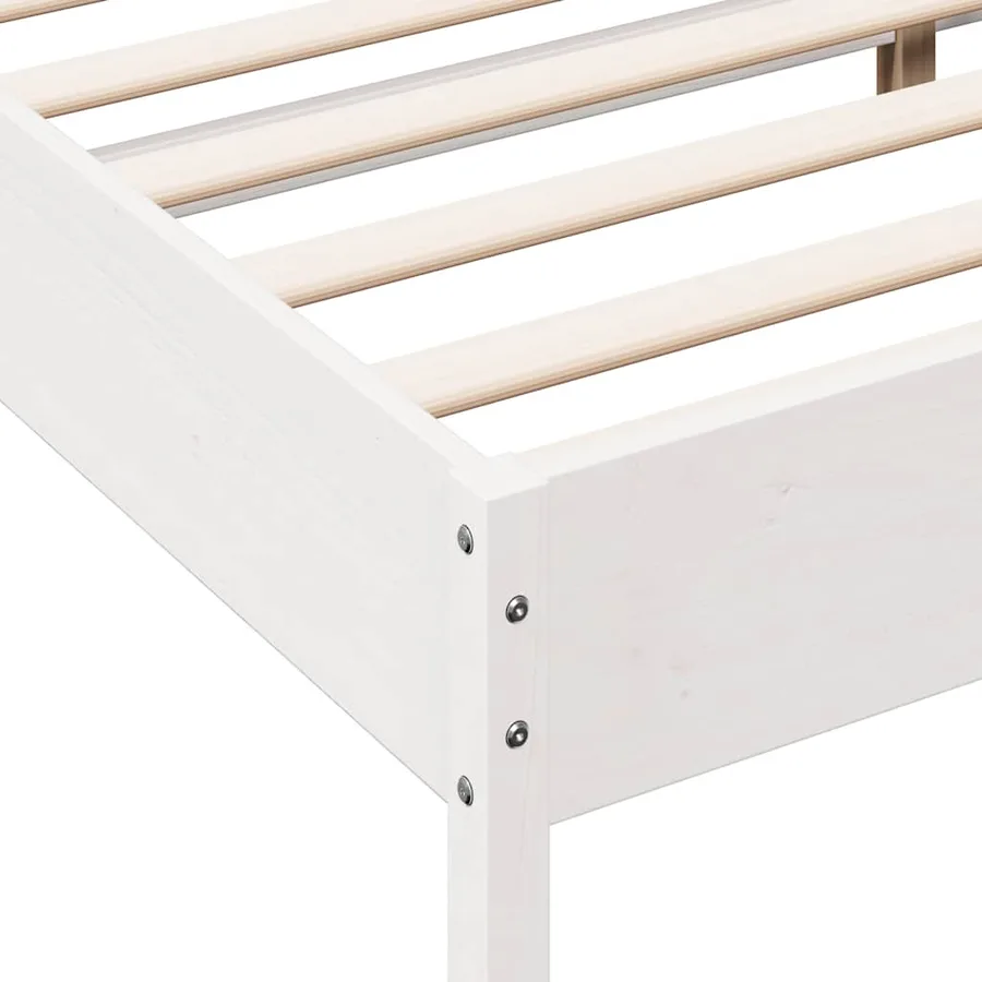 Cadre de lit sans matelas blanc 140x190 cm bois de pin massif - 7