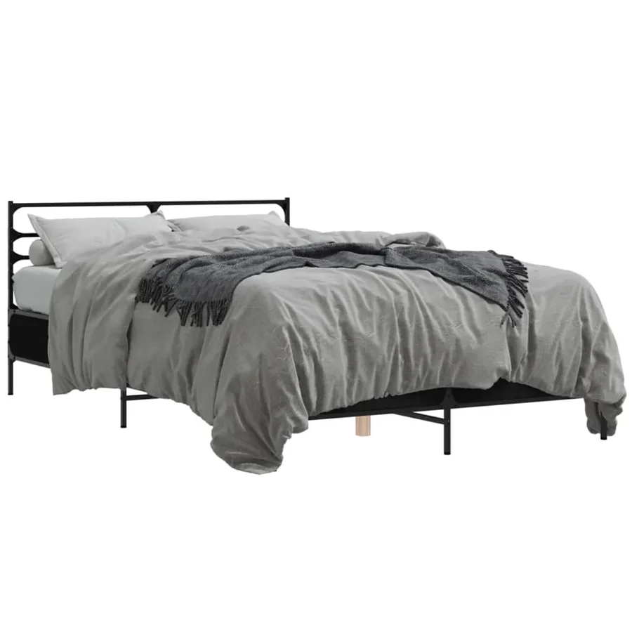 Cadre de lit sans matelas noir 120x190 cm - 2