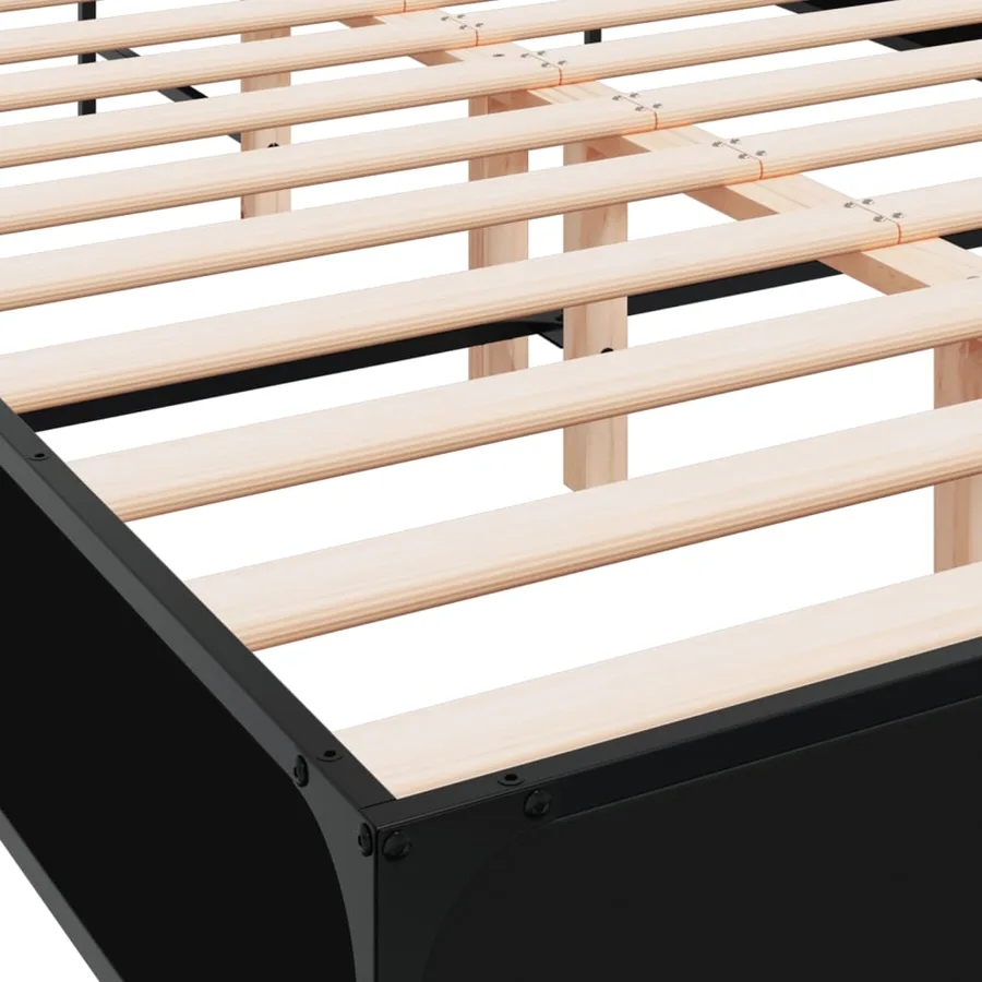 Cadre de lit sans matelas noir 120x190 cm - 7