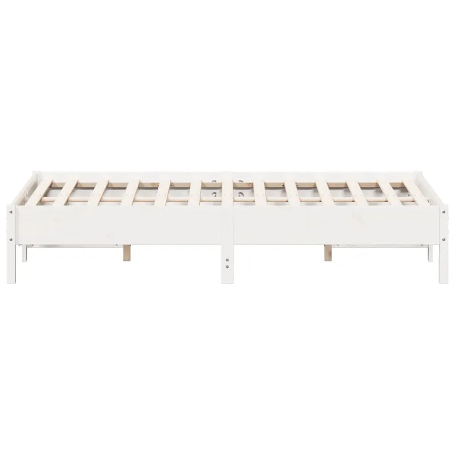Cadre de lit sans matelas blanc 120x200 cm bois de pin massif - 5