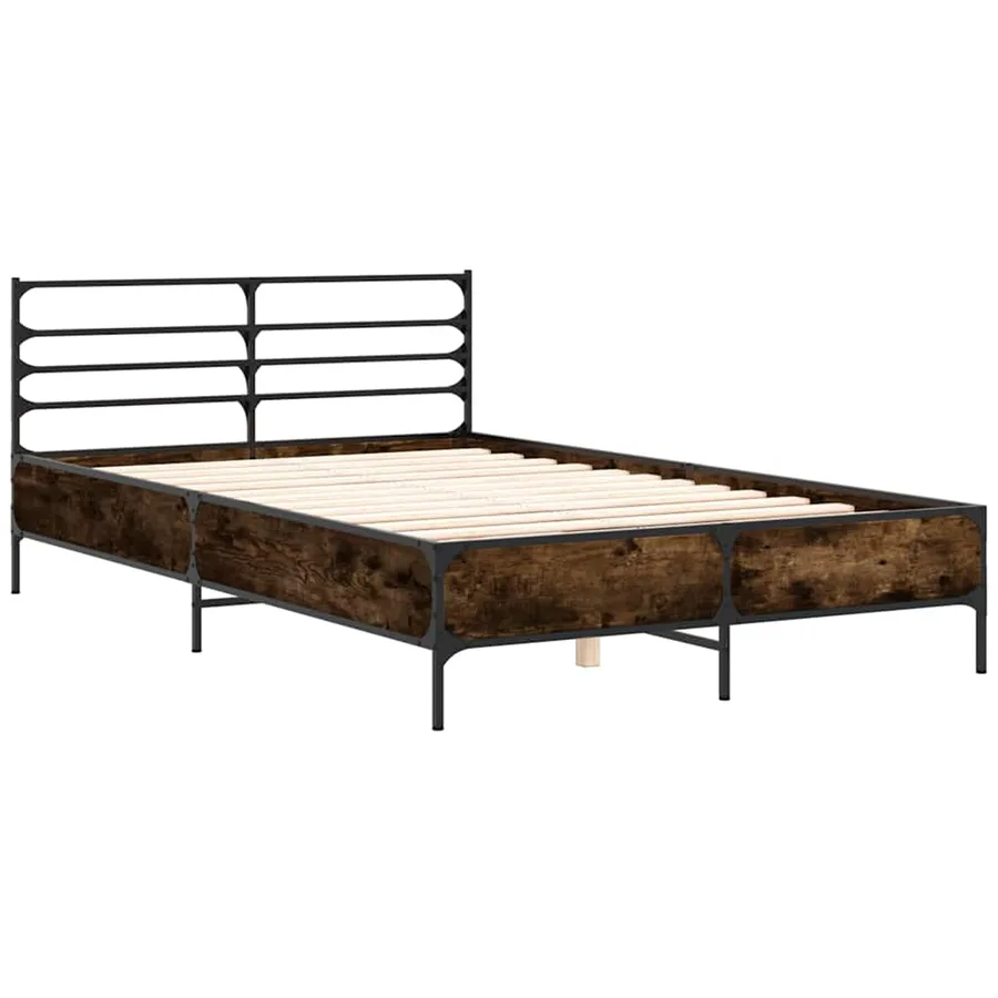 Cadre de lit sans matelas chêne fumé 140x200 cm - 3