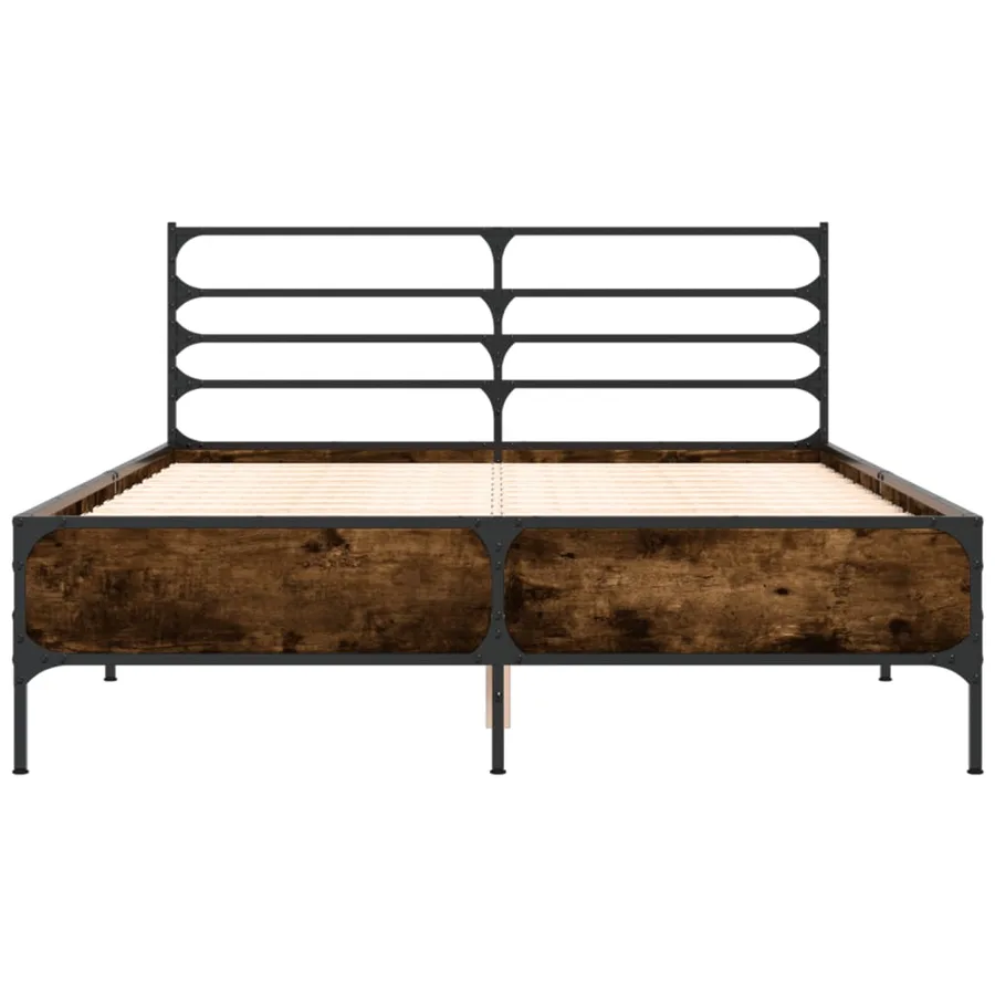 Cadre de lit sans matelas chêne fumé 140x200 cm - 4