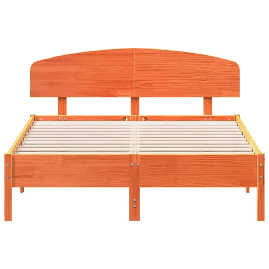 Cadre de lit sans matelas cire marron 135x190cm bois pin massif - 4