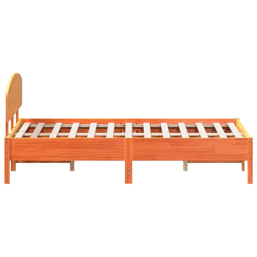 Cadre de lit sans matelas cire marron 135x190cm bois pin massif - 5