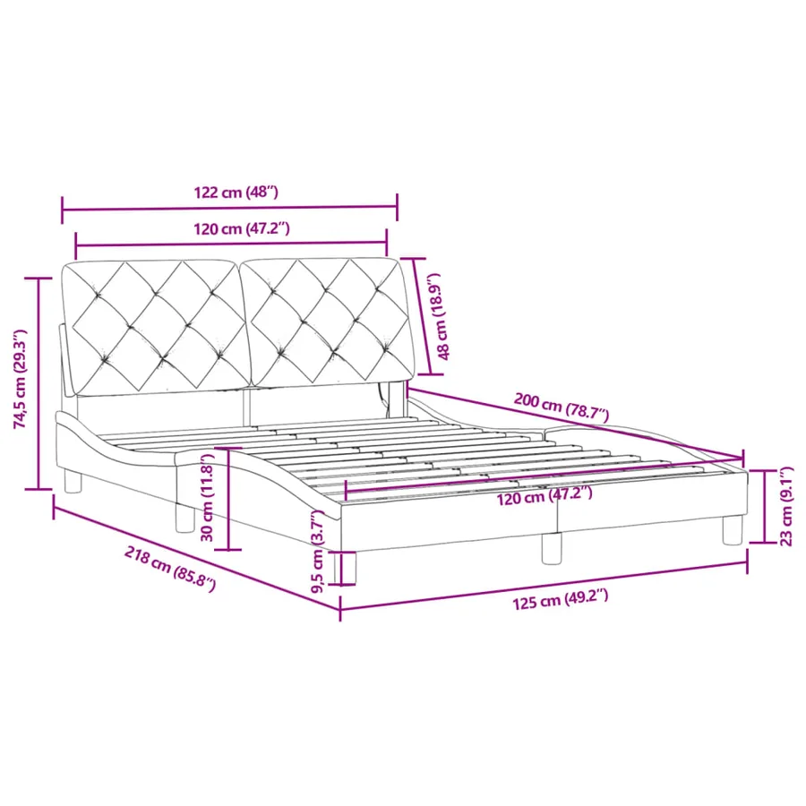 Cadre de lit avec LED sans matelas rose 120x200 cm velours - 16