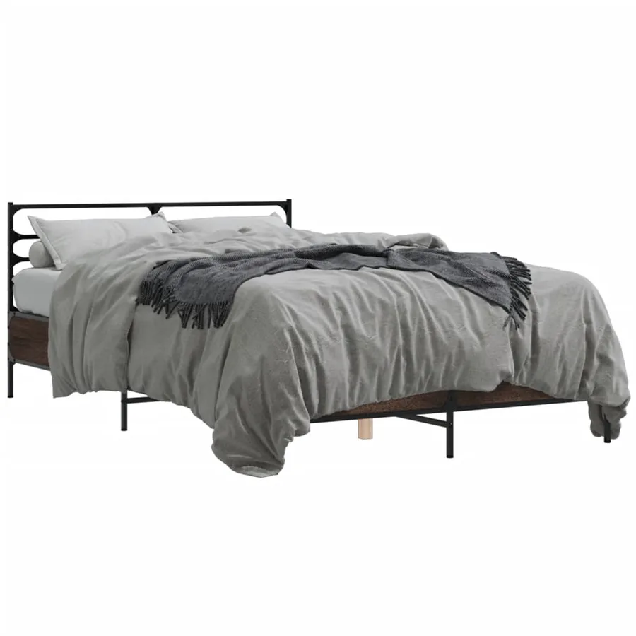 Cadre de lit sans matelas chêne marron 140x200 cm - 2