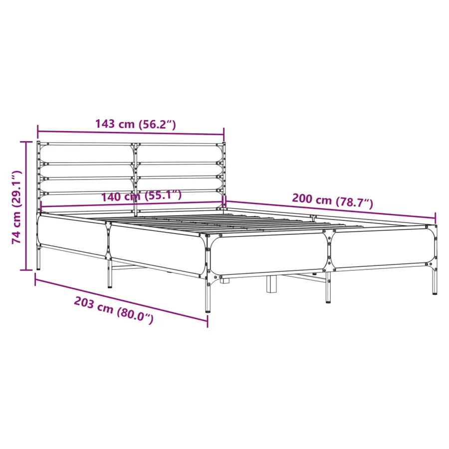 Cadre de lit sans matelas chêne marron 140x200 cm - 9