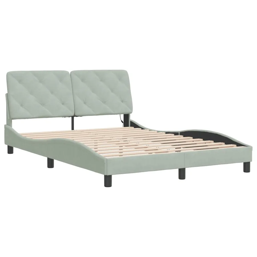 Cadre de lit avec LED sans matelas gris clair 120x200cm velours - 3