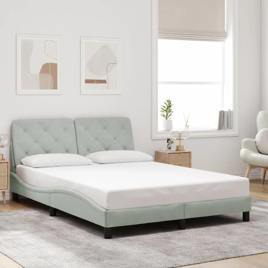 Cadre de lit avec LED sans matelas gris clair 120x200cm velours - 4