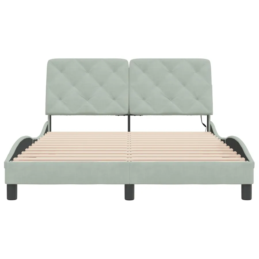 Cadre de lit avec LED sans matelas gris clair 120x200cm velours - 6