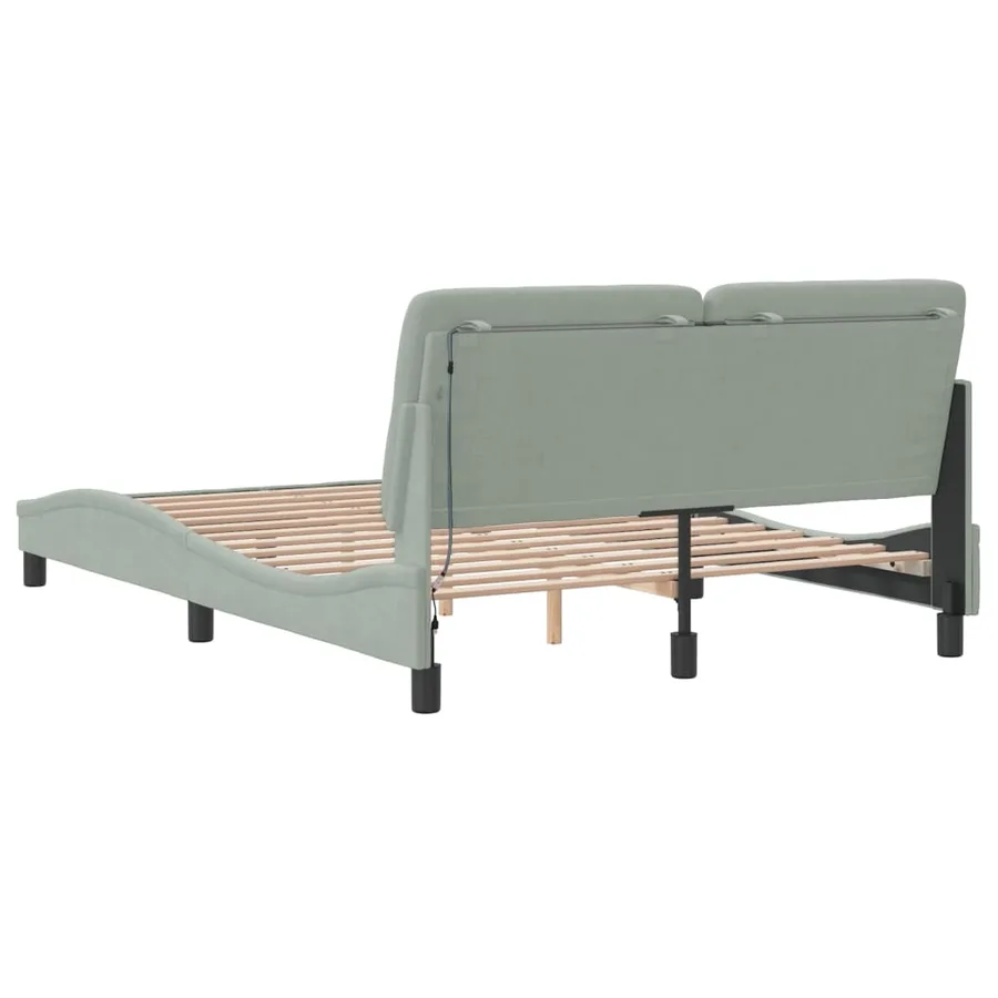 Cadre de lit avec LED sans matelas gris clair 120x200cm velours - 8