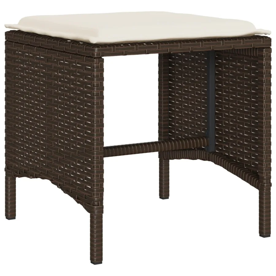 Salon de jardin 4 pcs avec coussins marron résine tressée - 5