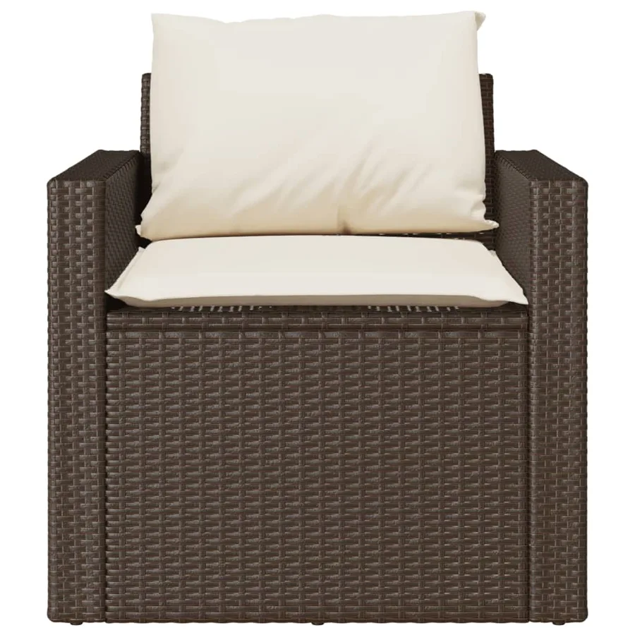 Salon de jardin 4 pcs avec coussins marron résine tressée - 6
