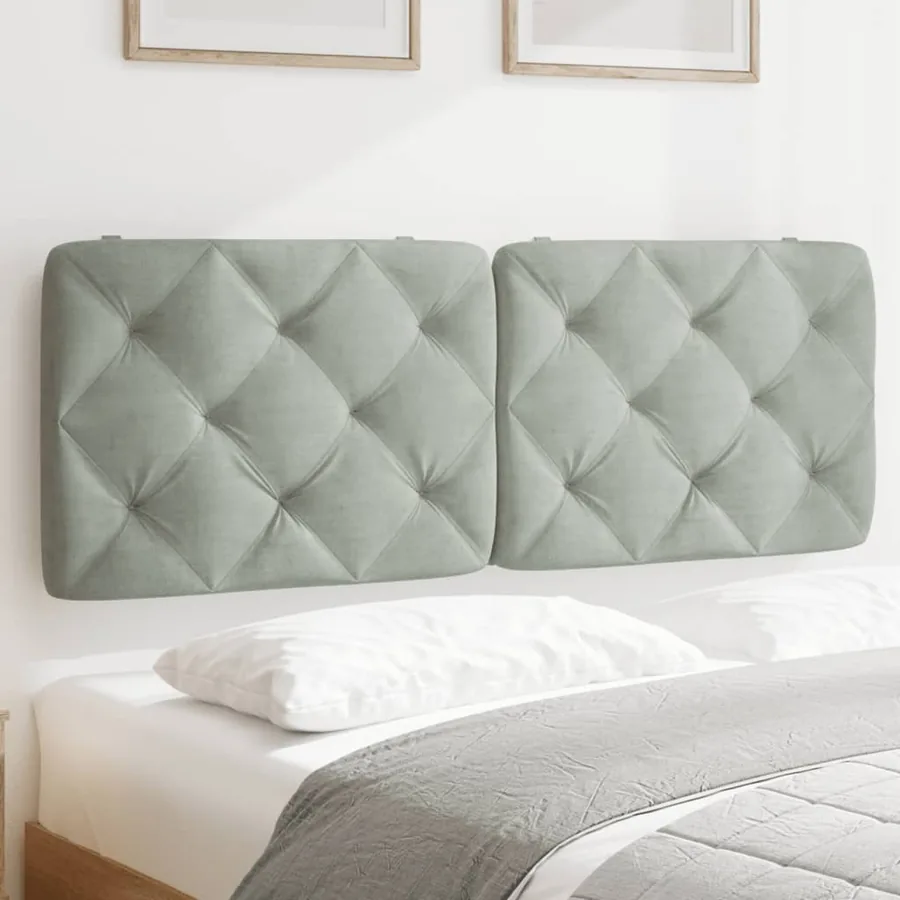 Coussin de tête de lit gris clair 140 cm velours