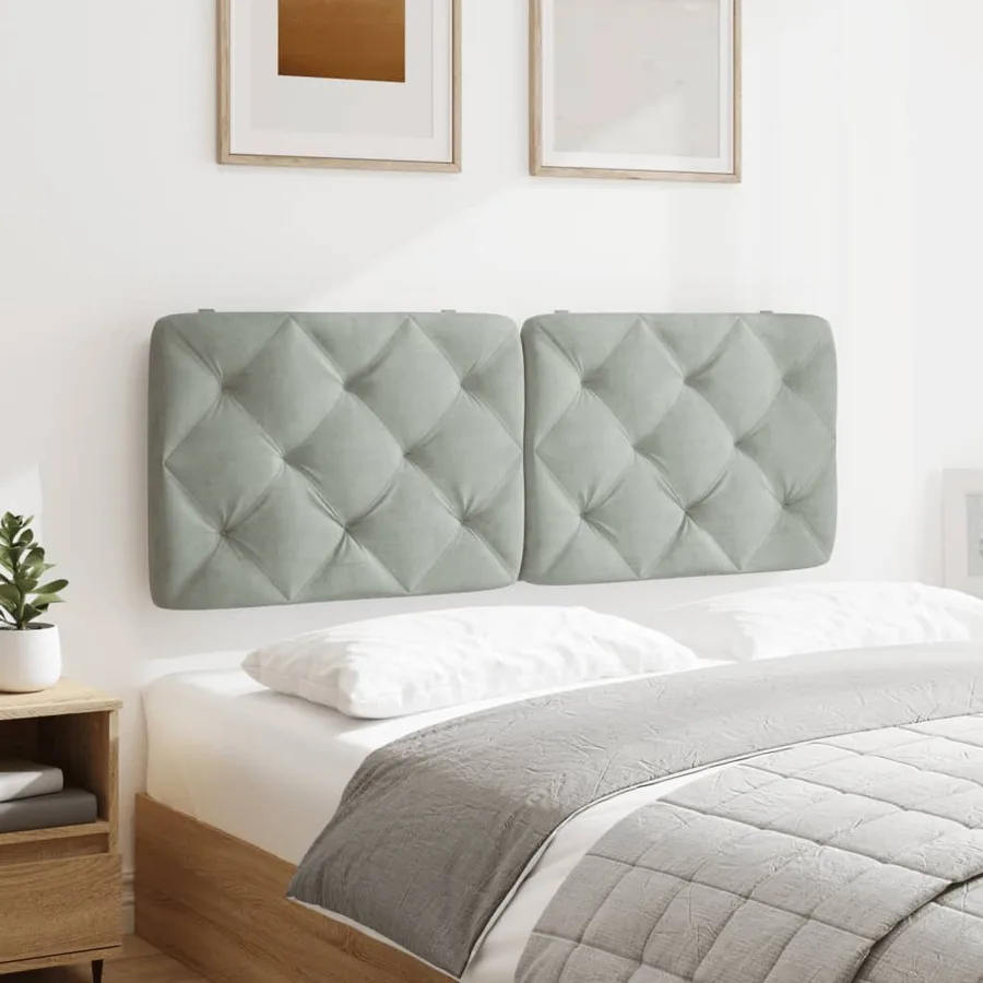 Coussin de tête de lit gris clair 140 cm velours - 4
